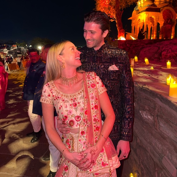 Pink and Cream Embroidered Lehenga - Picture 4 of 6